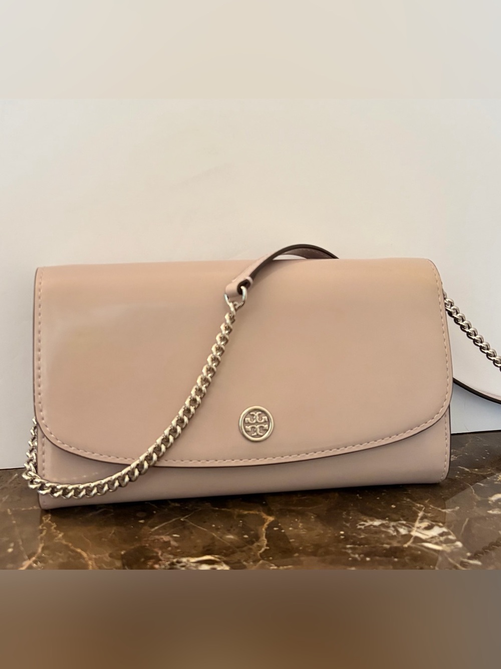 Tory Burch Robinson Spazzolato Chain Wallet Convertible Crossbody Primrose Bag - Picture 3 of 15